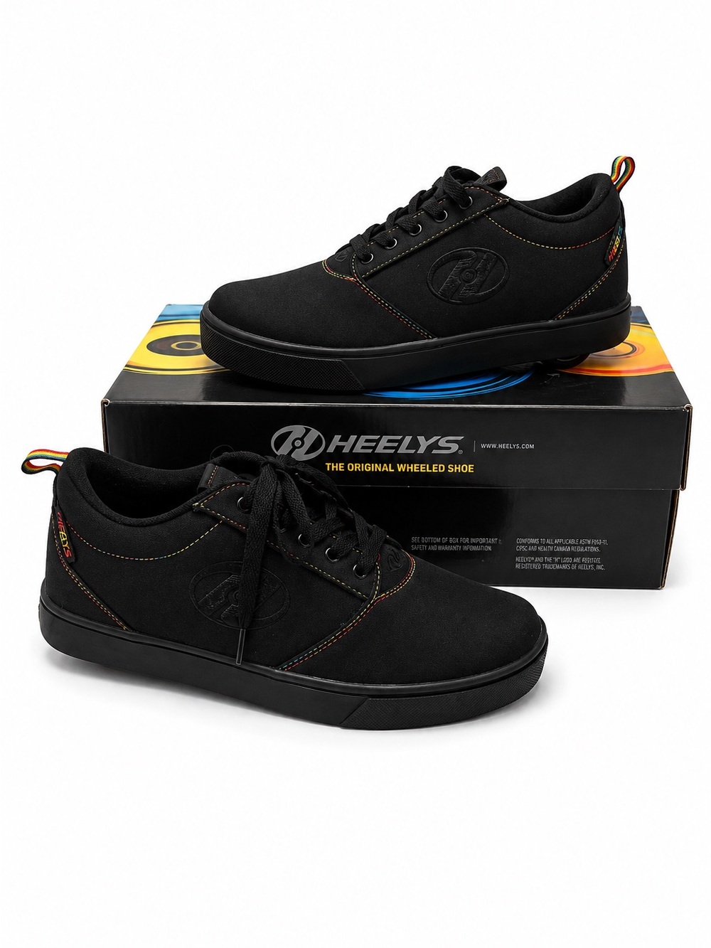 NWT Heelys Black Rainbow Stitch Wheeled Skate Shoes Women’s Size